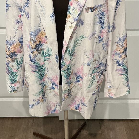 Asos Women’s Floral Pink Purple Women's Dad Oversized Blazer Jacket Size 12 - Picture 4 of 11